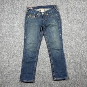 True Religion Jeans Womens Size 25 Lizzy Cropped/Capri Denim Dark Wash Blue 0678
